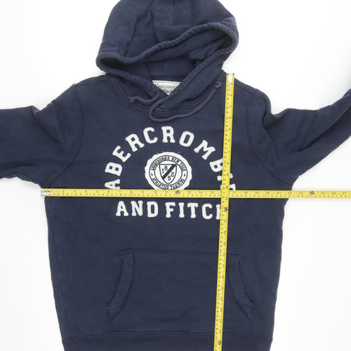 Abercrombie & Fitch Men's Blue Pullover Hoodie M Logo Fleece