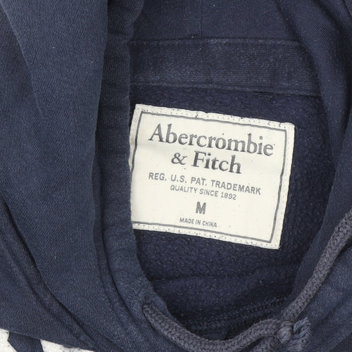 Abercrombie & Fitch Men's Blue Pullover Hoodie M Logo Fleece