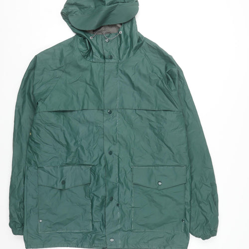 L.L. Bean Men’s Green Hooded Waterproof Rain Coat Jacket Size L Outdoor