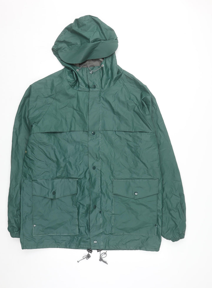 L.L. Bean Men’s Green Hooded Waterproof Rain Coat Jacket Size L Outdoor
