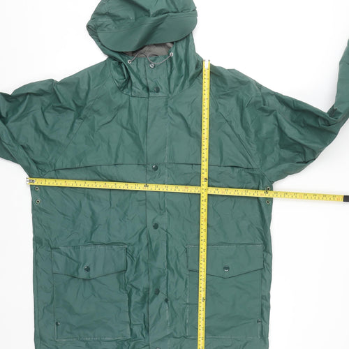 L.L. Bean Men’s Green Hooded Waterproof Rain Coat Jacket Size L Outdoor