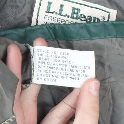 L.L. Bean Men’s Green Hooded Waterproof Rain Coat Jacket Size L Outdoor