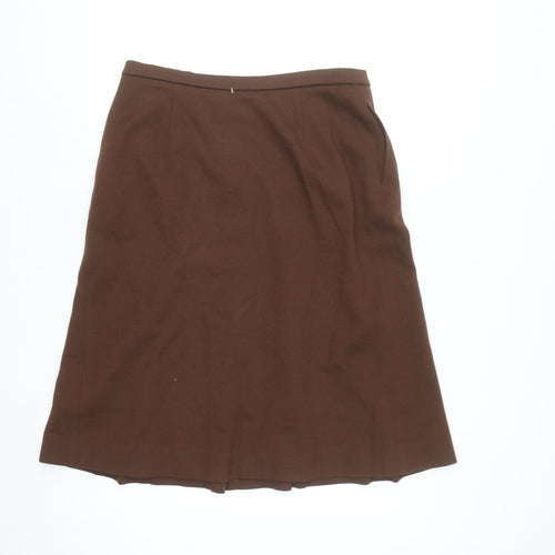 Bleyle Women Brown Wool A-Line Knee Length Skirt Size 14