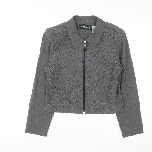 Sag Harbor Women’s Grey Petite Size 8 Zip Jacket Classic Tweed Style
