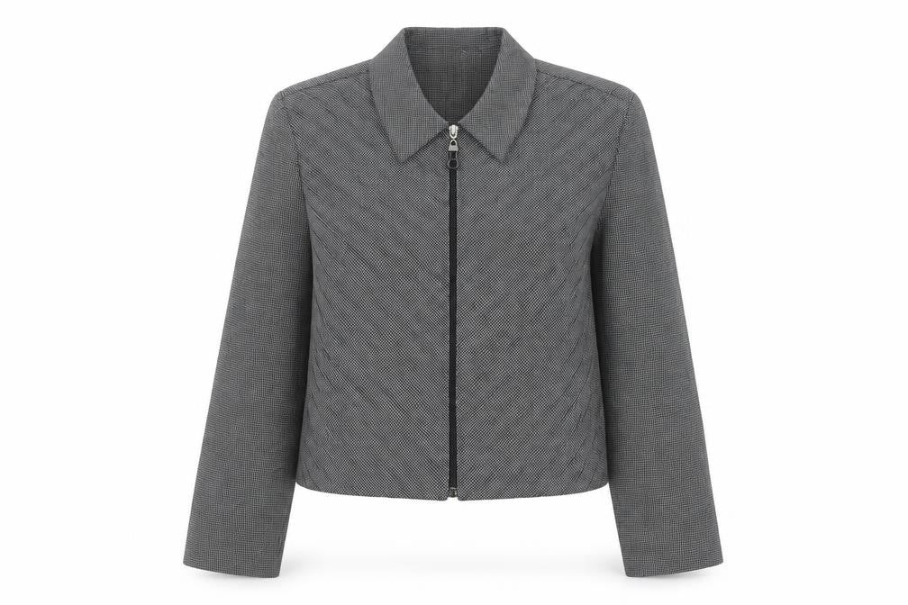Sag Harbor Women’s Grey Petite Size 8 Zip Jacket Classic Tweed Style