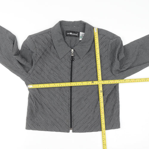 Sag Harbor Women’s Grey Petite Size 8 Zip Jacket Classic Tweed Style