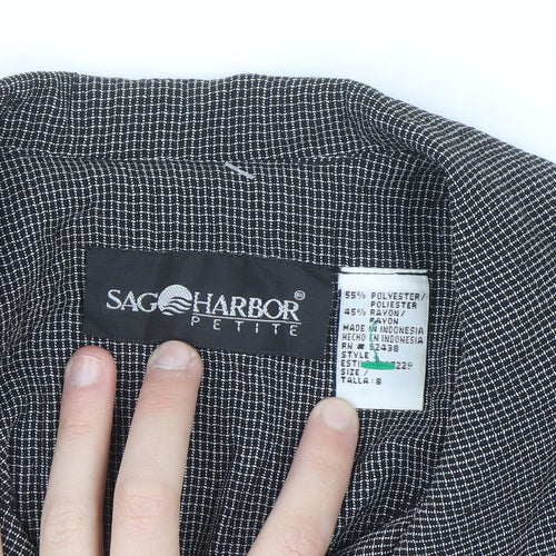 Sag Harbor Women’s Grey Petite Size 8 Zip Jacket Classic Tweed Style