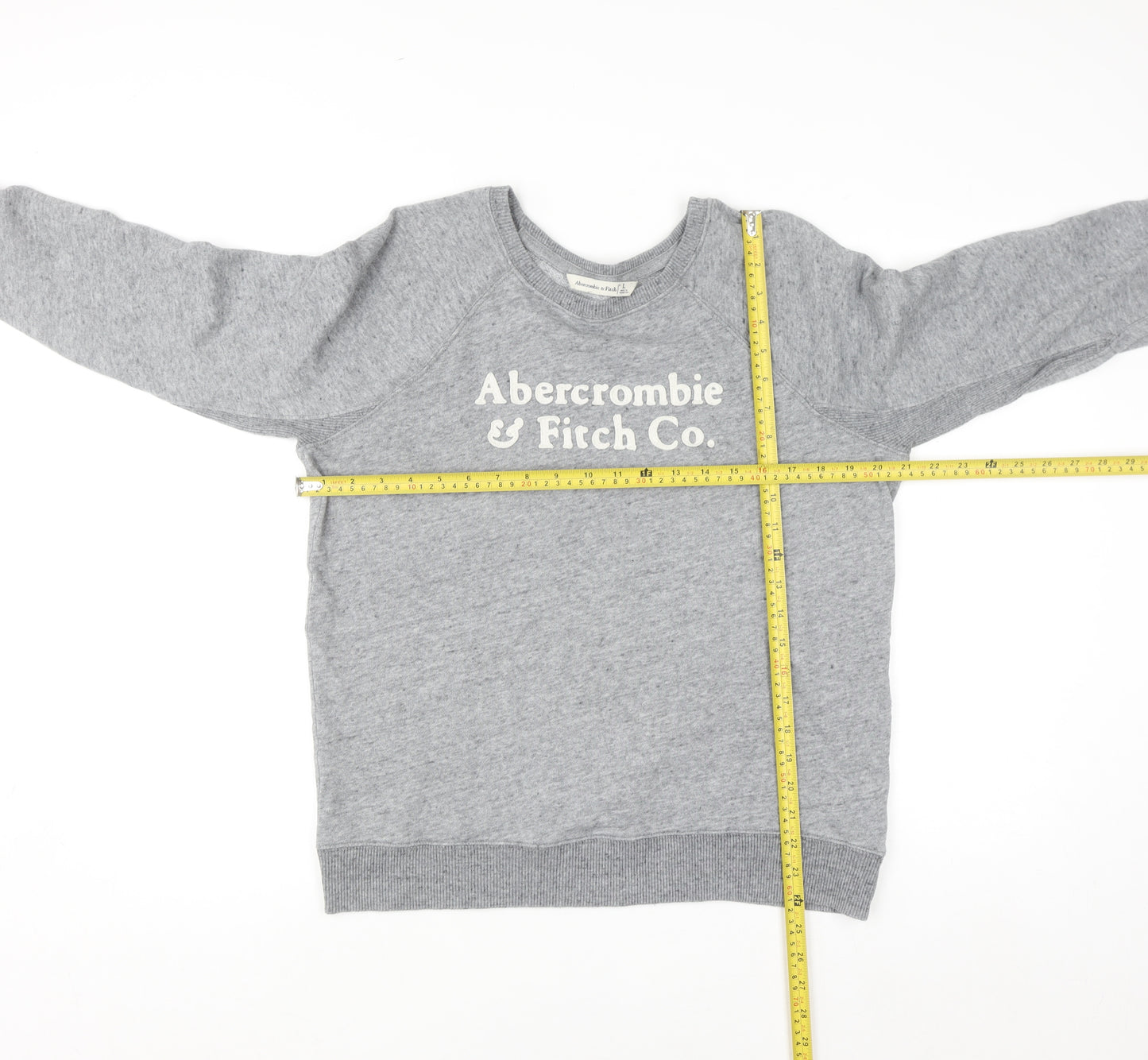 Abercrombie & Fitch Women’s Grey Logo Crew Neck Sweatshirt L