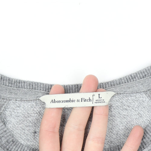 Abercrombie & Fitch Women’s Grey Logo Crew Neck Sweatshirt L