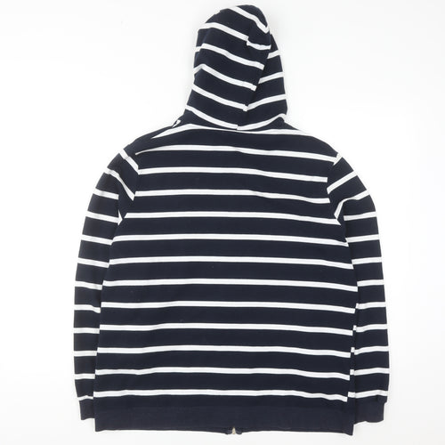 Gertie Women Navy White Striped Full Zip Hoodie 4XL Cotton Blend