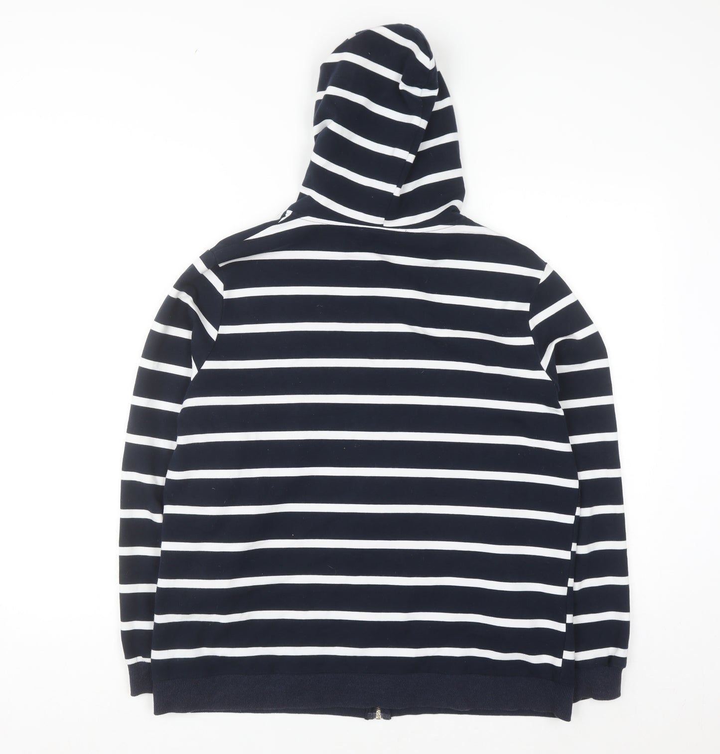 Gertie Women Navy White Striped Full Zip Hoodie 4XL Cotton Blend