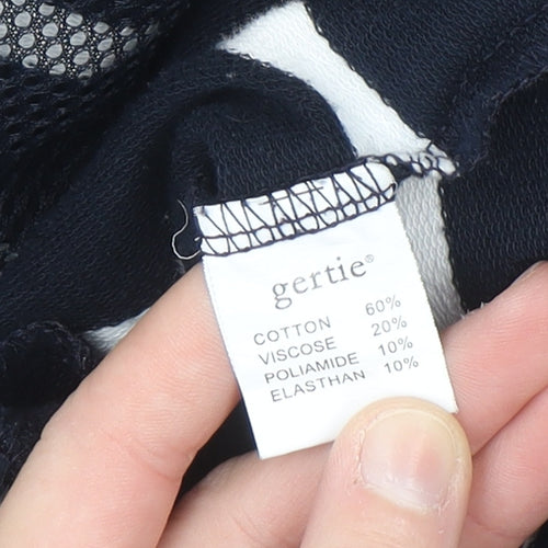 Gertie Women Navy White Striped Full Zip Hoodie 4XL Cotton Blend