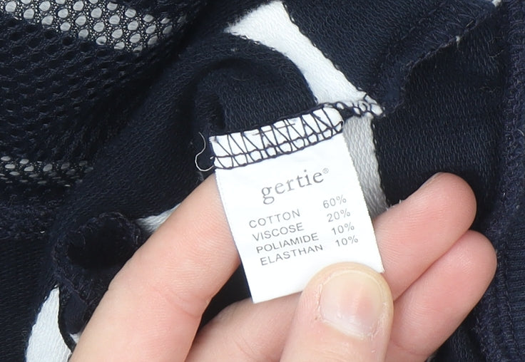 Gertie Women Navy White Striped Full Zip Hoodie 4XL Cotton Blend