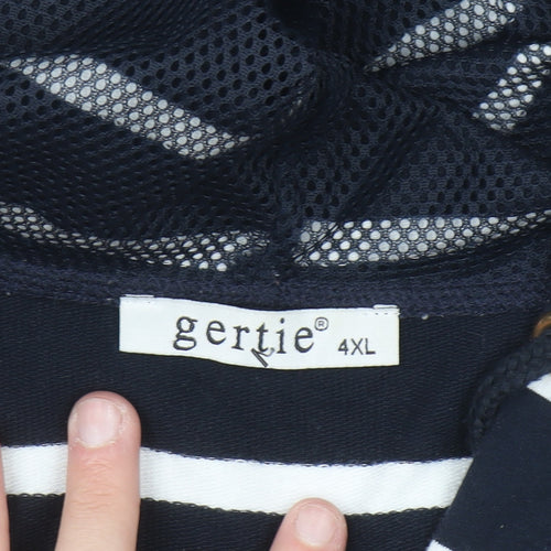 Gertie Women Navy White Striped Full Zip Hoodie 4XL Cotton Blend