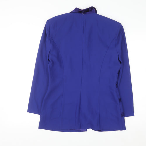 Joseph Ribkoff Women’s Blue Satin Trim Blazer UK 10 Long Sleeve Formal Jacket