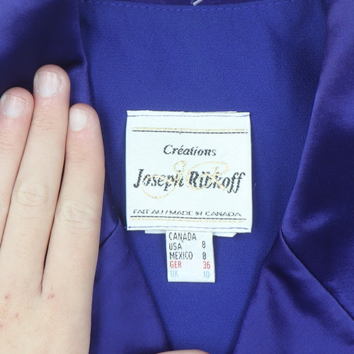 Joseph Ribkoff Women’s Blue Satin Trim Blazer UK 10 Long Sleeve Formal Jacket