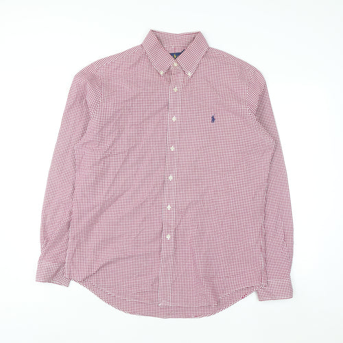 Ralph Lauren Men's Red Check Button-Down Cotton Shirt Size L