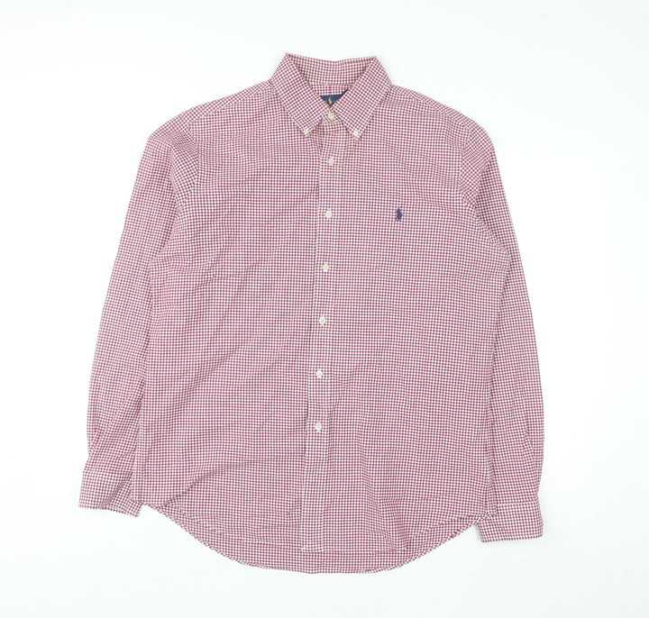 Ralph Lauren Men's Red Check Button-Down Cotton Shirt Size L