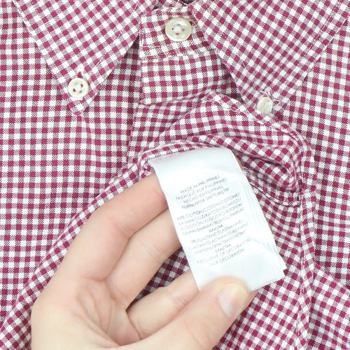 Ralph Lauren Men's Red Check Button-Down Cotton Shirt Size L