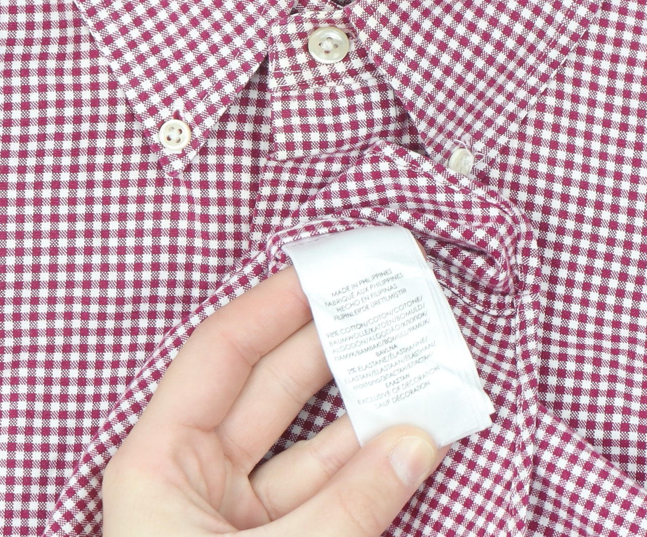 Ralph Lauren Men's Red Check Button-Down Cotton Shirt Size L