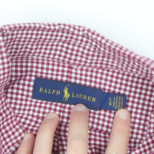 Ralph Lauren Men's Red Check Button-Down Cotton Shirt Size L