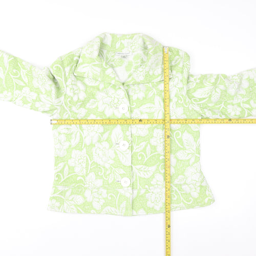 Coldwater Creek Women Green Floral Blazer Size 12 Lined Jacket