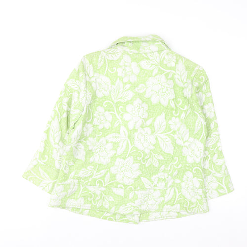 Coldwater Creek Women Green Floral Blazer Size 12 Lined Jacket
