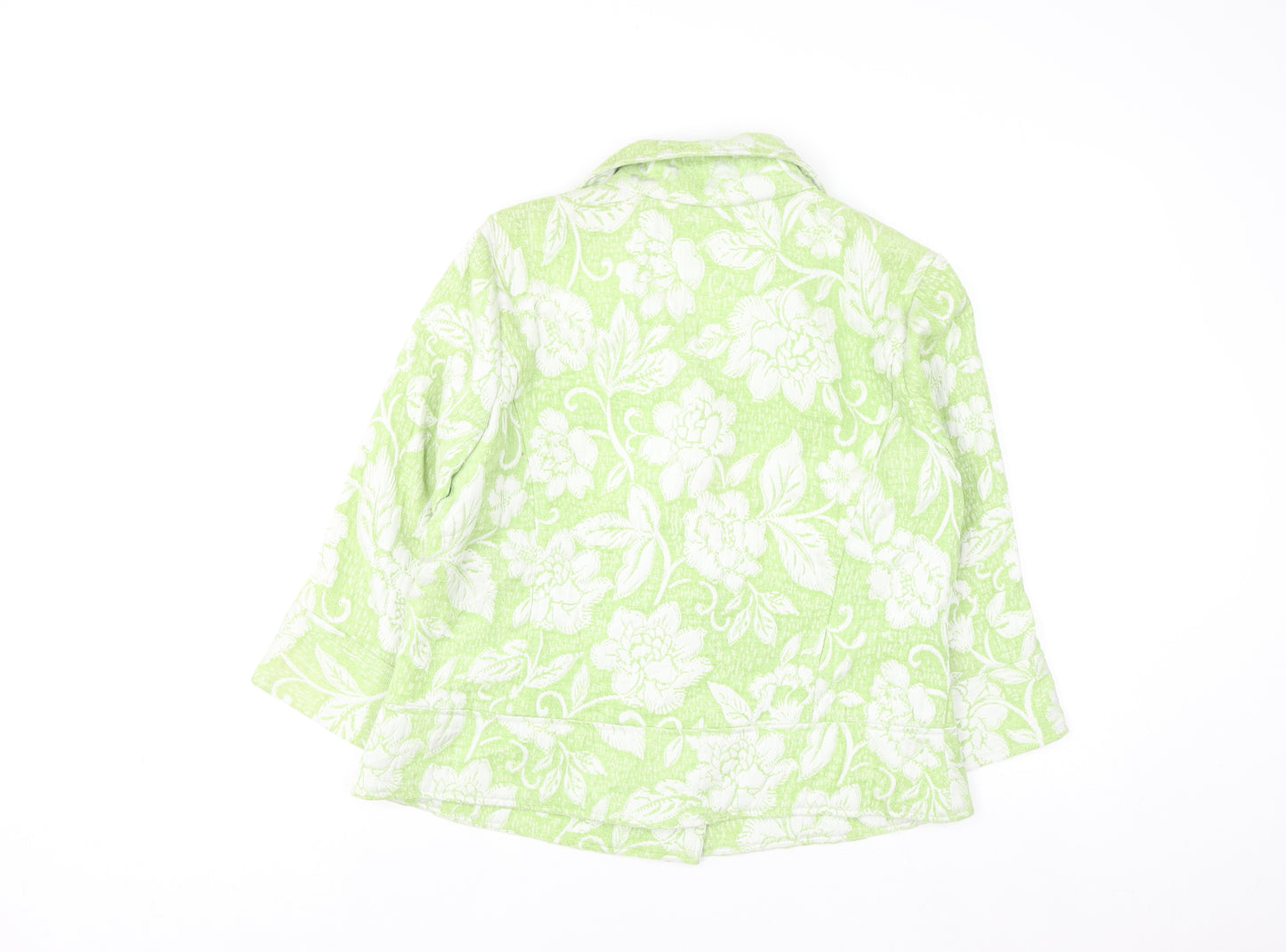 Coldwater Creek Women Green Floral Blazer Size 12 Lined Jacket