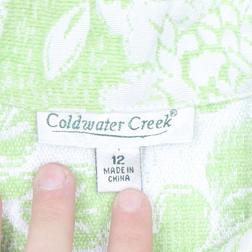 Coldwater Creek Women Green Floral Blazer Size 12 Lined Jacket
