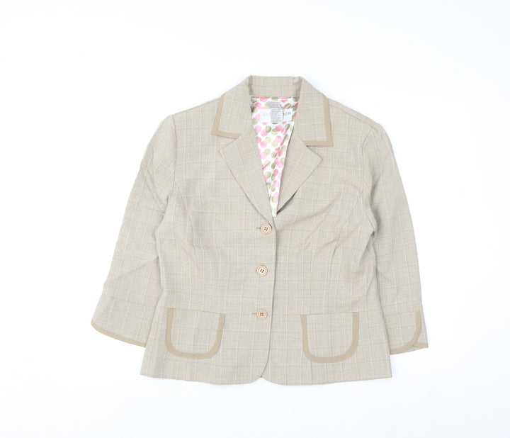 Sag Harbor Women's Beige Check Blazer Size 10 Classic Work Jacket