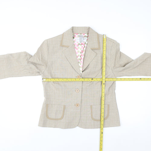 Sag Harbor Women's Beige Check Blazer Size 10 Classic Work Jacket