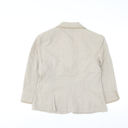 Sag Harbor Women's Beige Check Blazer Size 10 Classic Work Jacket