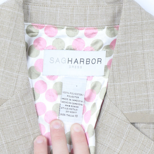 Sag Harbor Women's Beige Check Blazer Size 10 Classic Work Jacket