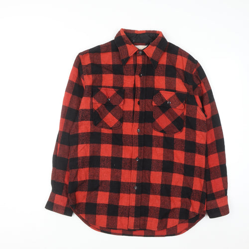 Kings Road Men's Red Black Check Flannel Wool Button-Up Shirt Size 16