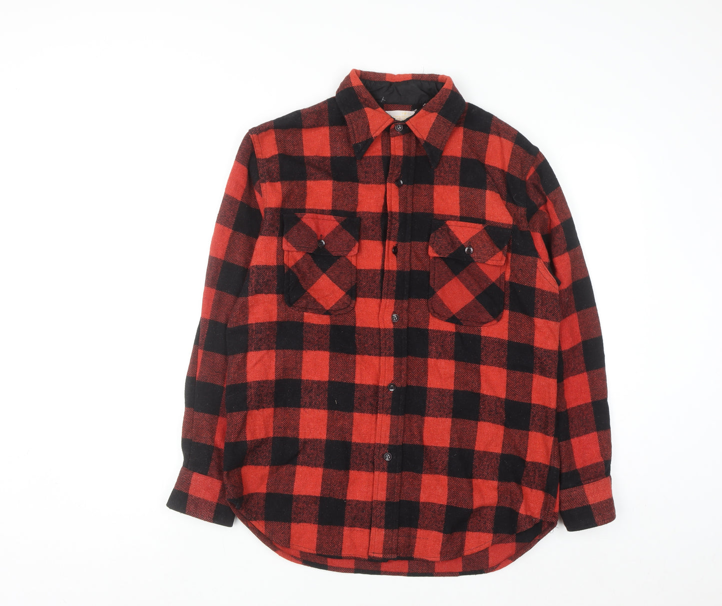 Kings Road Men's Red Black Check Flannel Wool Button-Up Shirt Size 16