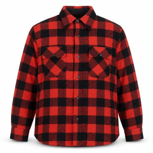 Kings Road Men's Red Black Check Flannel Wool Button-Up Shirt Size 16