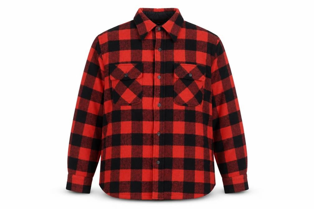 Kings Road Men's Red Black Check Flannel Wool Button-Up Shirt Size 16