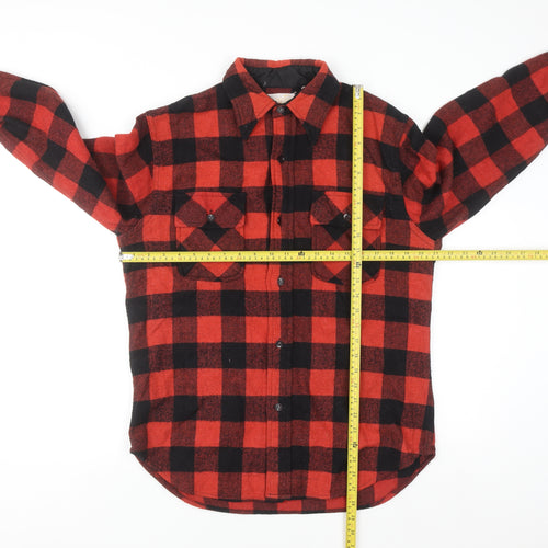 Kings Road Men's Red Black Check Flannel Wool Button-Up Shirt Size 16