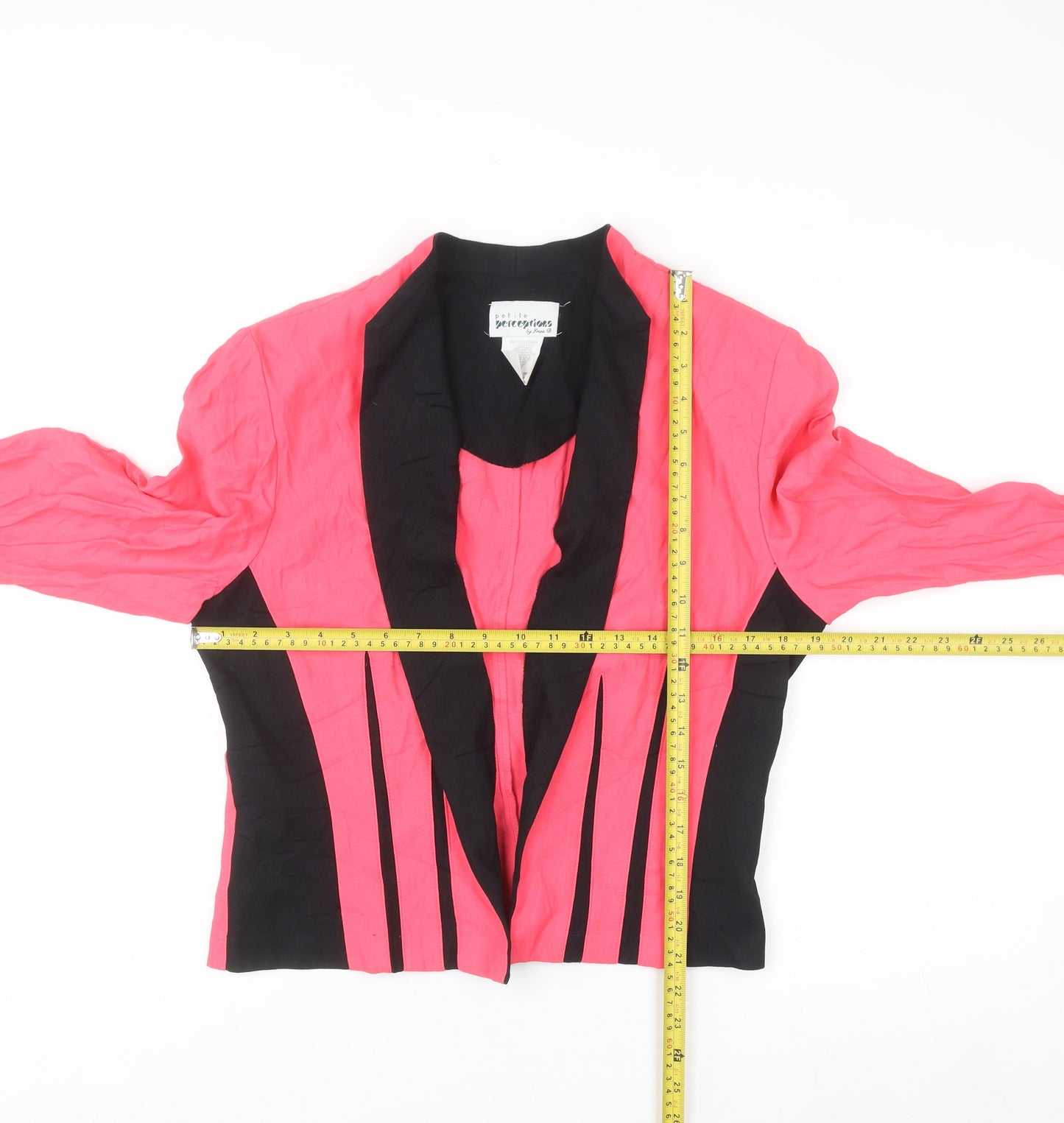 Perceptions Petite Women Pink Black Shawl Collar Blazer Jacket Size 14P