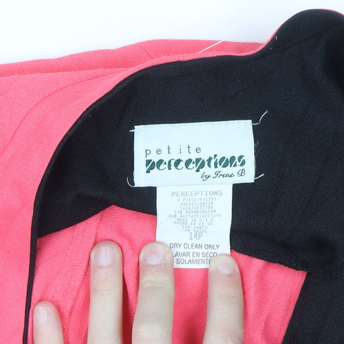 Perceptions Petite Women Pink Black Shawl Collar Blazer Jacket Size 14P