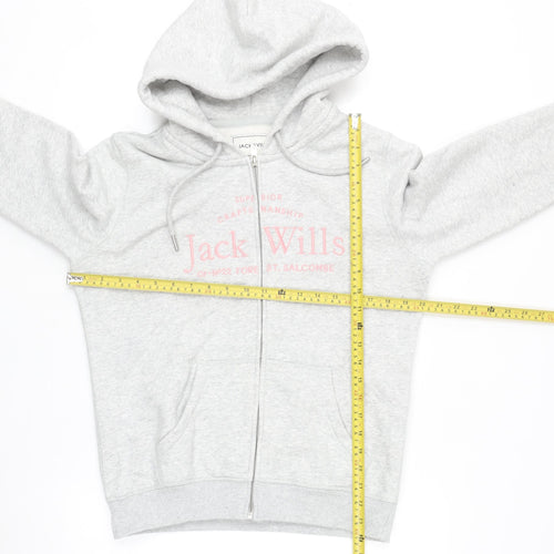 Jack Wills Women's Grey Full Zip Hoodie Size 10 Classic Fit