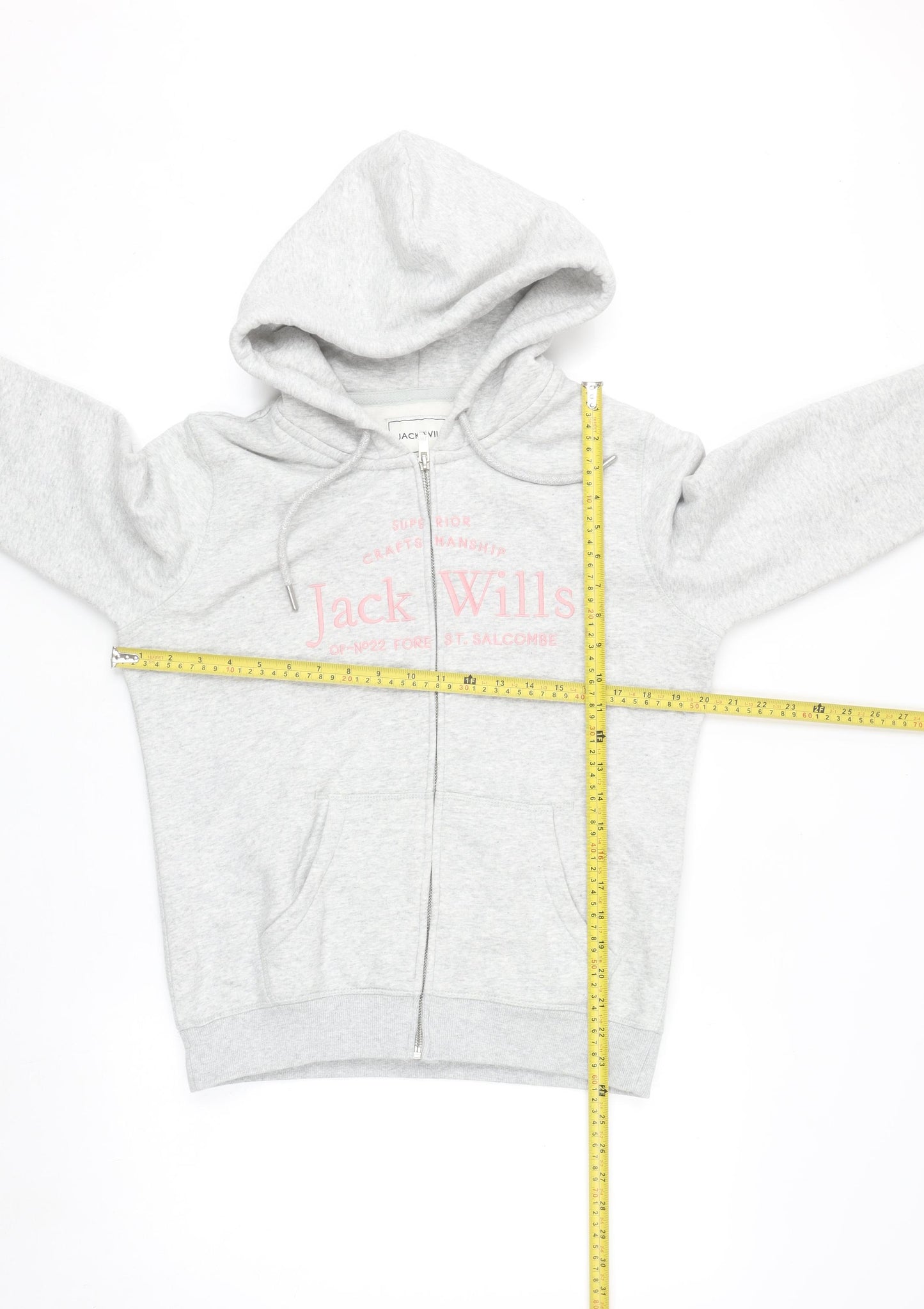 Jack Wills Women's Grey Full Zip Hoodie Size 10 Classic Fit