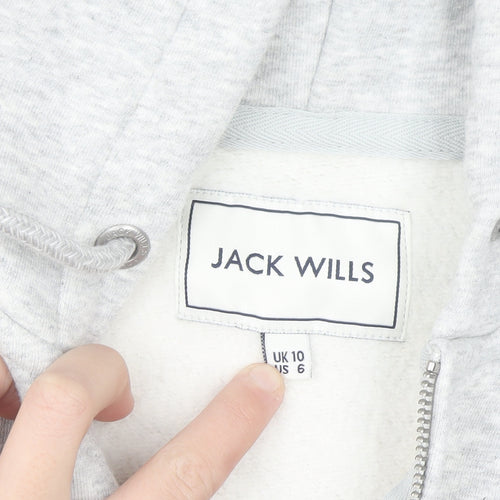 Jack Wills Women's Grey Full Zip Hoodie Size 10 Classic Fit