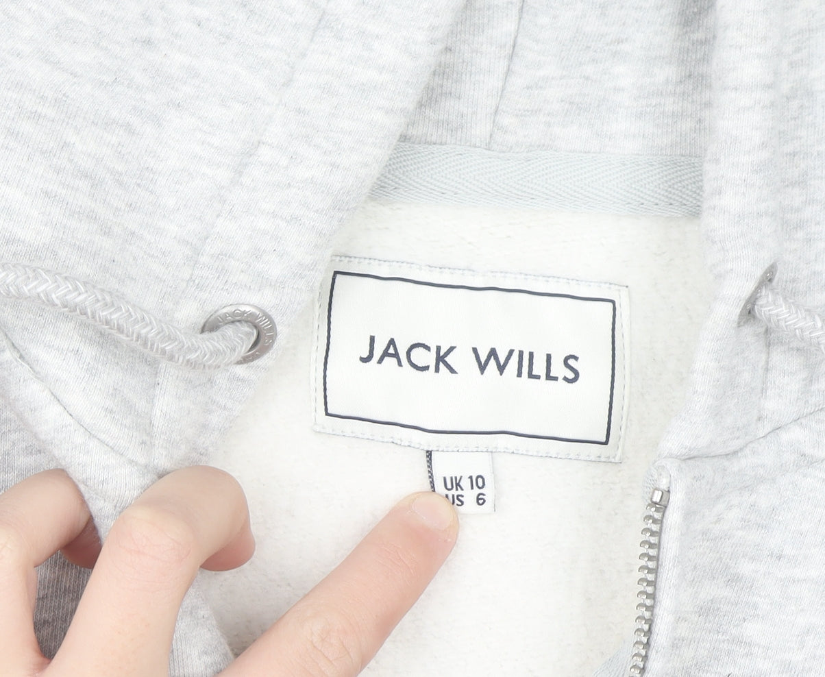 Jack Wills Women's Grey Full Zip Hoodie Size 10 Classic Fit
