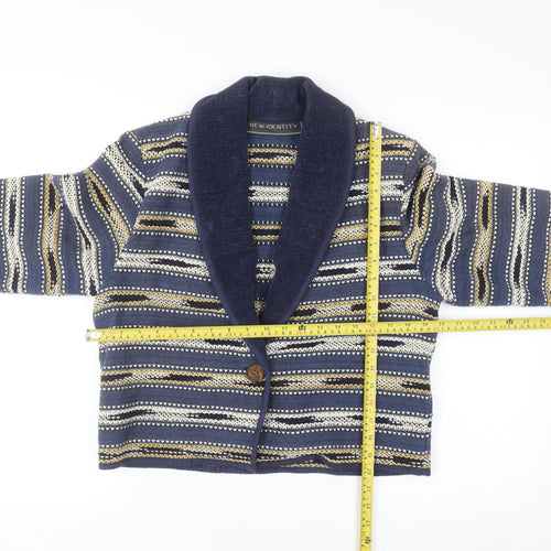 New Identity Women's Blue Striped Cotton Knit Blazer M