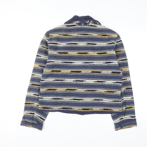 New Identity Women's Blue Striped Cotton Knit Blazer M