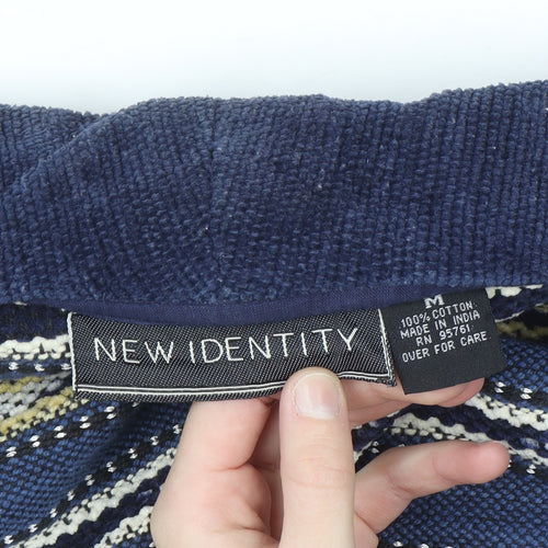 New Identity Women's Blue Striped Cotton Knit Blazer M
