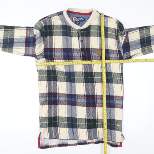 Chaps Ralph Lauren Men's Multicoloured Plaid Henley Cotton Shirt M