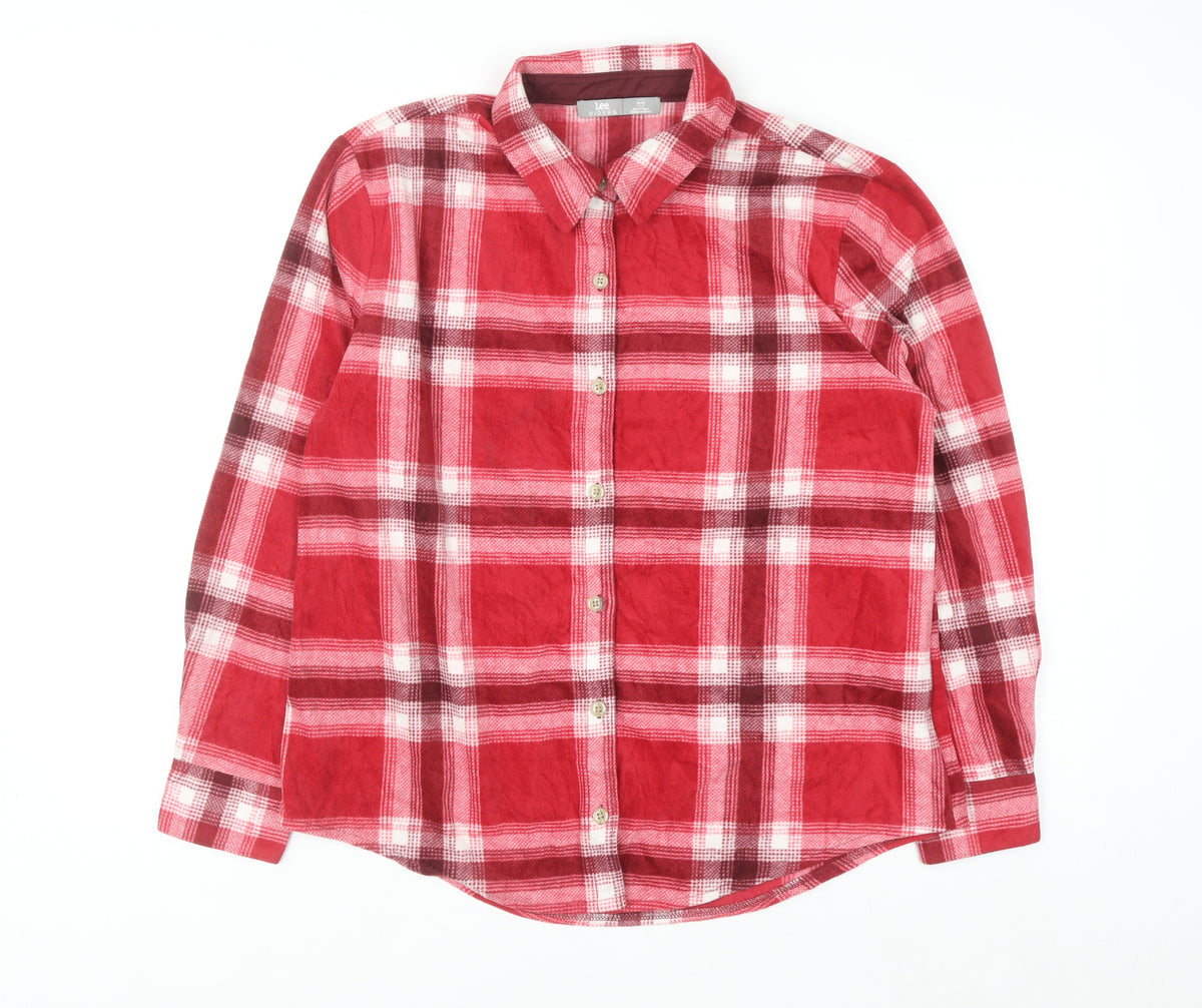 Lee Riders Men's Red Plaid Flannel Button-Up Shirt M