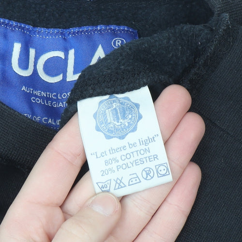 UCLA Men’s Black Pullover Sweatshirt L Fleece Lined Graphic Print